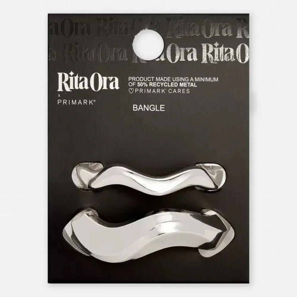 Primark X Rita Ora Collab : 2-Pack Silver Molded Bangles | NWT | Limited Edition - Picture 1 of 4